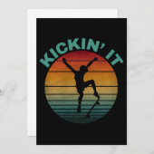 Kickin' Es Vintag Skateboarding Skater Einladung (Vorne/Hinten)