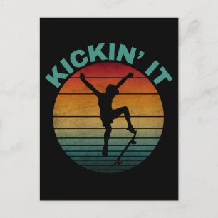 Kickin' Es Vintag Skateboarding Skater Postkarte