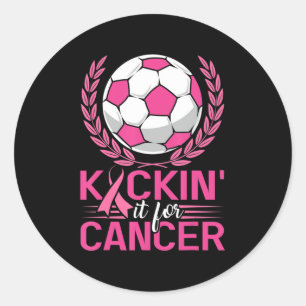 Kickin it for Cancer Soccer Pink Ribbon Breast Can Runder Aufkleber