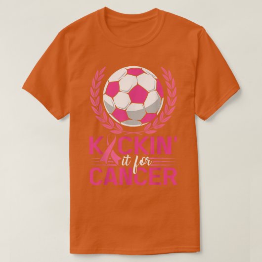 Kickin It for Cancer Soccer Pink Ribbon Breast Can T-Shirt (Design vorne)