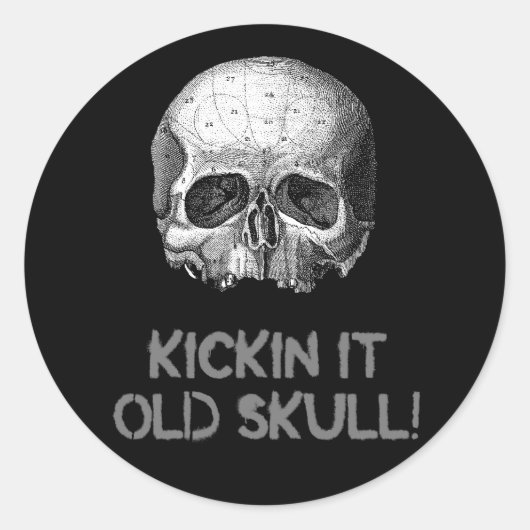 Kickin it Old Skull Runder Aufkleber (Vorderseite)