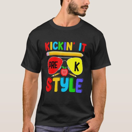 Kickin it Pre K Style Back to School Teacher Kids T-Shirt (Vorderseite)