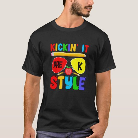 Kickin it Pre K Style Back to School Teacher Kids  T-Shirt (Vorderseite)
