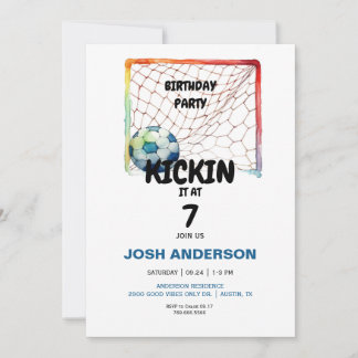 Kickin it Soccer Birthday Party Einladung