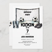Kickin it Soccer Birthday Party Einladung (Vorne/Hinten)