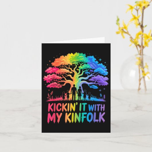 Kickin' It With My Kinfolk Funny Family Reunion Karte (Gelbe Blume)