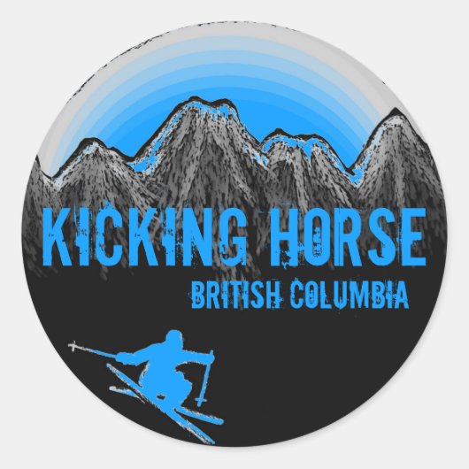 Kicking Horse British Columbia blaue Skipsel Runder Aufkleber (Vorderseite)