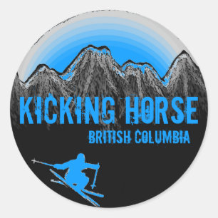 Kicking Horse British Columbia blaue Skipsel Runder Aufkleber
