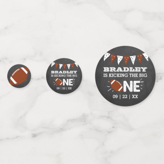 Kicking The Big One | Football 1st Birthday Konfetti (Vorderseiten)