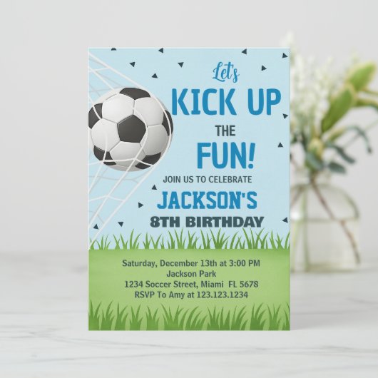 Kickoff Soccer - Einladung zum Geburtstag (Stehend Vorderseite)