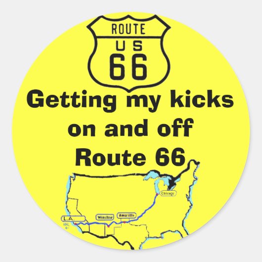 Kicks Route 66 Runder Aufkleber (Vorderseite)