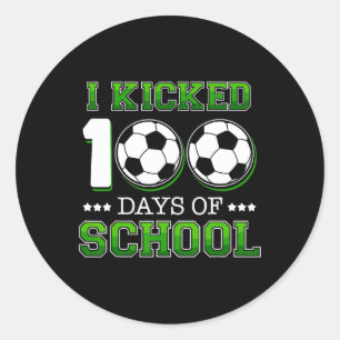 Kickte 100 Tage Schule Fußball Sportboys Runder Aufkleber