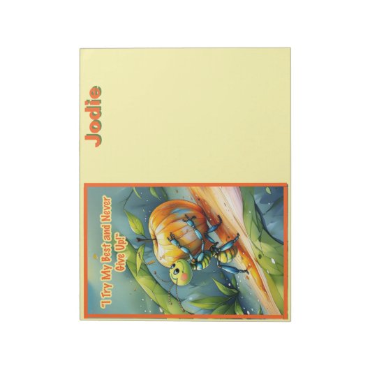 Kid Affirmation: "I Try My Best and Never Give Up" Notizblock (Rotiert)