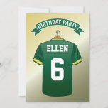 Kid American Football Jersey Green Yellow Birthday Einladung<br><div class="desc">Personalisierte Kinder American Football Geburtstagseinladungen mit einem cool verblassten Hintergrund und einem grün-gelben amerikanischen Fußball-Jersey,  die Sie mit Ihrem Kinder und Alter personalisieren können,  auf der Rückseite ist ein Fußball und die Geburtstagsdetails können alle an Ihren Anzug Ihren Stil angepasst werden.</div>