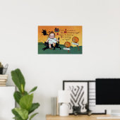 Kid auf Cat und JOL-Signposten Vintag Halloween Poster (Heimbüro)