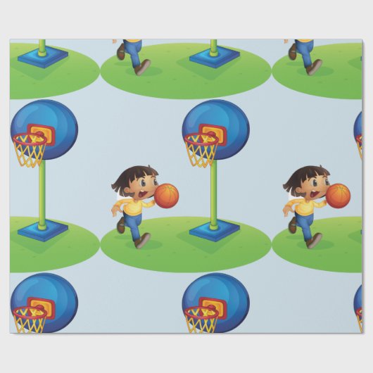 Kid Basketball spielen mit Hoop Fun Sport Geschenkpapier (Flach)