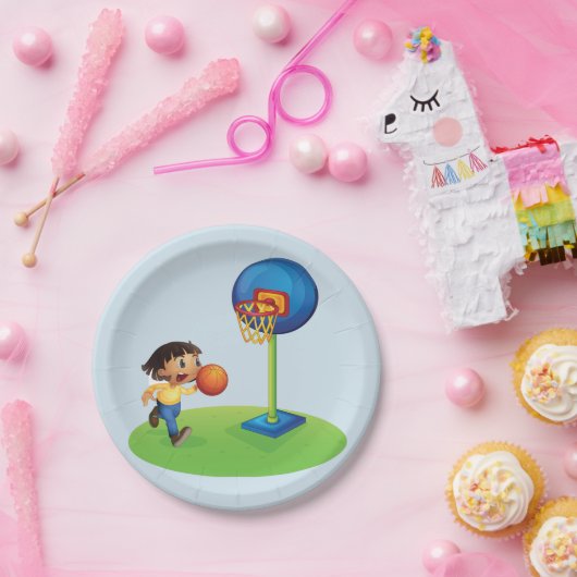 Kid Basketball spielen mit Hoop Fun Sport Pappteller (Party)