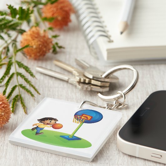 Kid Basketball spielen mit Hoop Fun Sport Schlüsselanhänger