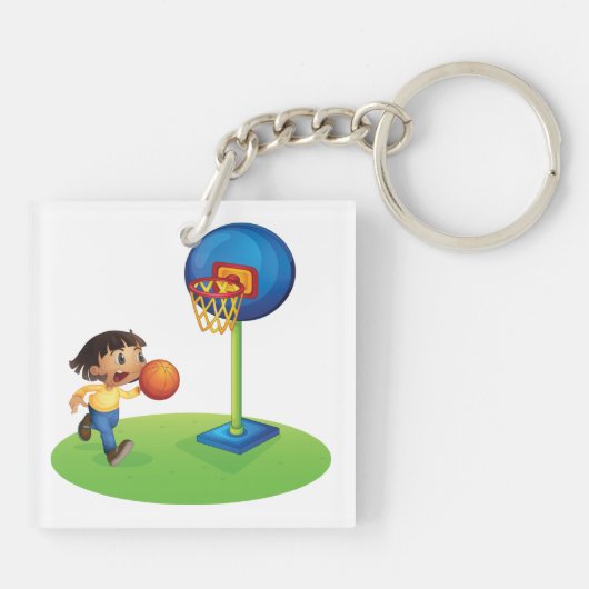 Kid Basketball spielen mit Hoop Fun Sport Schlüsselanhänger (Rückseite)