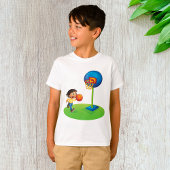 Kid Basketball spielen mit Hoop Fun Sport T-Shirt