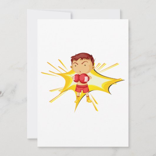Kid Boxer in Red Gloves and Shorts Einladung (Vorderseite)