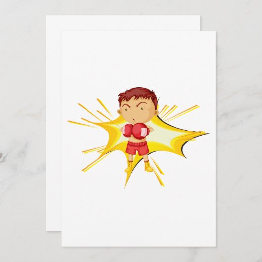 Kid Boxer in Red Gloves and Shorts Einladung (Vorne/Hinten)