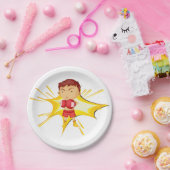 Kid Boxer in Red Gloves and Shorts Pappteller (Party)