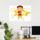 Kid Boxer in Red Gloves and Shorts Poster (Heimbüro)