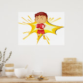 Kid Boxer in Red Gloves and Shorts Poster (Küche)