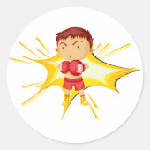 Kid Boxer in Red Gloves and Shorts Runder Aufkleber (Vorderseite)