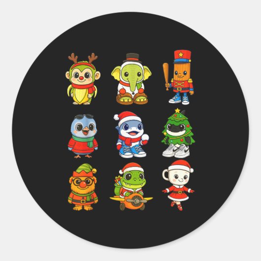 Kid Brainrot Pajama Christmas 2025 Holiday Los Dic Runder Aufkleber (Vorderseite)