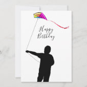 Kid Flying Kite Spring Happy Birthday Card (Vorderseite)
