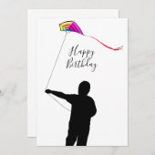 Kid Flying Kite Spring Happy Birthday Card (Vorne/Hinten)