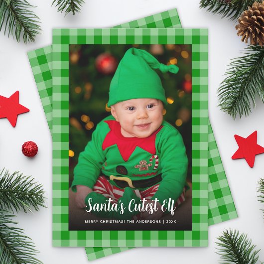 Kid Foto Green Kariert Weihnachten des Niedlichen