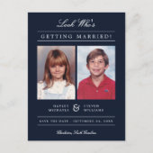 Kid Foto Save the Date | Dunkelblau Postkarte (Vorderseite)