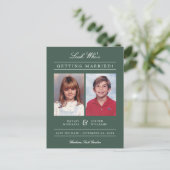 Kid Foto Save the Date | Green Postkarte (Stehend Vorderseite)