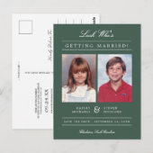 Kid Foto Save the Date | Green Postkarte (Vorne/Hinten)