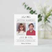 Kid Foto Save the Date | Weiß Postkarte (Stehend Vorderseite)