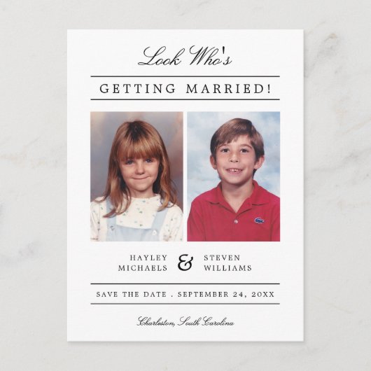 Kid Foto Save the Date | Weiß Postkarte (Vorderseite)