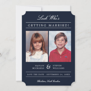 Kid Fotos Old School Classic Styling   Dunkelblau Save The Date