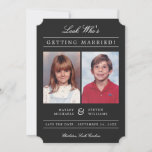 Kid Fotos Old School Classic Styling | Schwarz Save The Date<br><div class="desc">Senden Sie moderne Stil "Old School Foto" speichern Sie die Daten mit Ihrer Kindheit Fotos!  Die Hintergrundfarbe lässt sich einfach an jede gewünschte Farbe anpassen - sowohl vorne als auch hinten.  Angezeigt: schwarz geklaut.  Moderne weiße Streifen auf der Rückseite.</div>