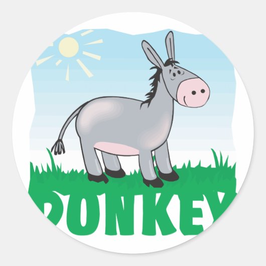 Kid Friendly Donkey Runder Aufkleber (Vorderseite)