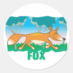 Kid Friendly Fox Runder Aufkleber