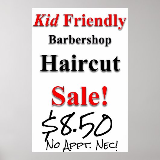 Kid Friendly Haircut Sale Beauty Salon Poster (Vorne)