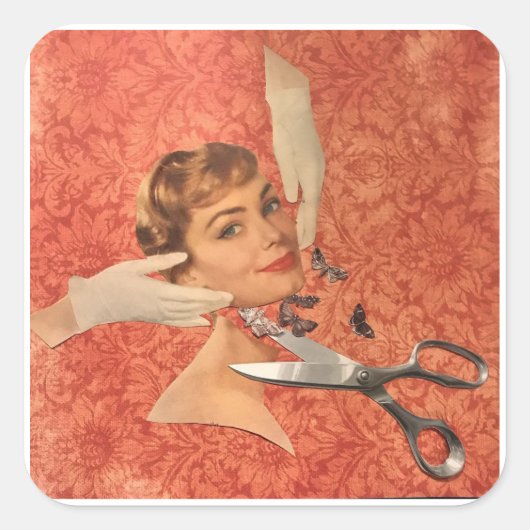 Kid Gloves, lustig Vintager Collage Aufkleber (Vorderseite)