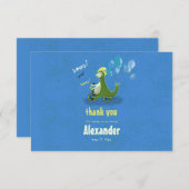 Kid Green Dinosaur auf Trike Boy Party Danke (Vorne/Hinten)