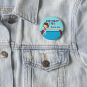 Kid Gymnastics Blue Monogram Birthday Girl Party Button (Beispiel)