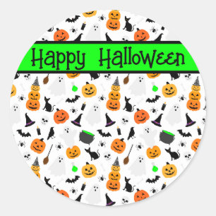 Kid Halloween-Geist-Kürbis-Schwarze Katze Personal Runder Aufkleber