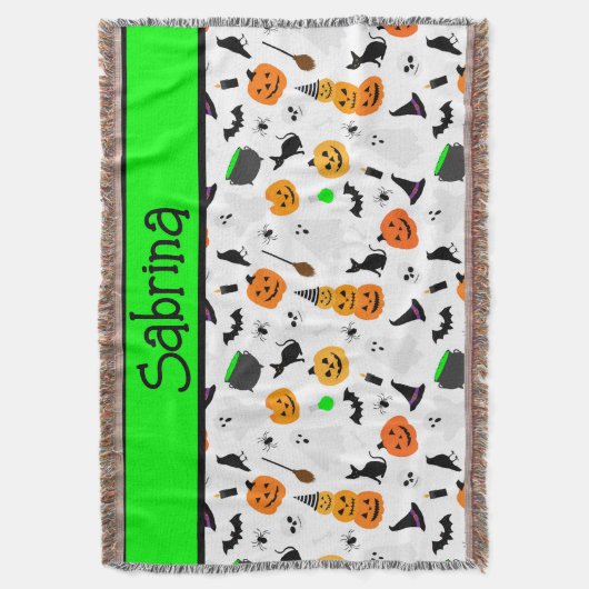 Kid Halloween Ghost Pumpkin Black Cat Personalize Decke (Vorderseite Vertikal)