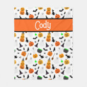 Kid Halloween Ghost Pumpkin Black Cat Personalize Fleecedecke (Vorderseite)
